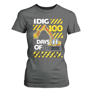 I Dig 100 Days Of School T Shirt For Women Construction Vehicle Excavators TS11 Dark Heather Print Your Wear