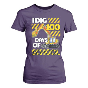 I Dig 100 Days Of School T Shirt For Women Construction Vehicle Excavators TS11 Purple Print Your Wear