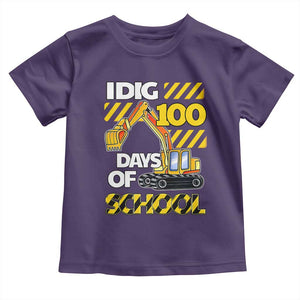 I Dig 100 Days Of School Toddler T Shirt Construction Vehicle Excavators TS11 Purple Print Your Wear