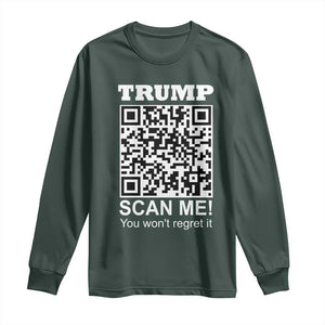 Funny Trump Dance QR Code Long Sleeve Shirt Scan Me You Won't Regret It TS11 Dark Forest Green Print Your Wear