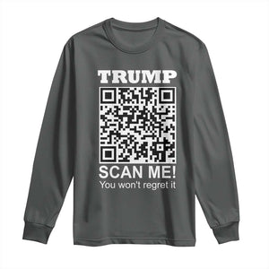 Funny Trump Dance QR Code Long Sleeve Shirt Scan Me You Won't Regret It TS11 Dark Heather Print Your Wear