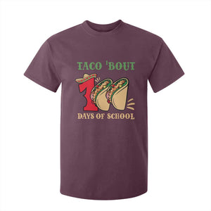 Funny Taco 'Bout 100 Days Of School T Shirt For Kid Sombrero Mexican Teachers TS11 Maroon Print Your Wear