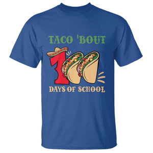 Funny Taco 'Bout 100 Days Of School T Shirt Sombrero Mexican Teachers TS11 Royal Blue Print Your Wear