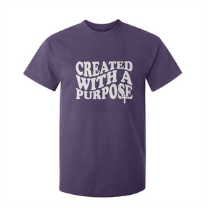 Created With A Purpose Christian T Shirt For Kid Inspirational Religious Bible Verse TS11 Purple Print Your Wear