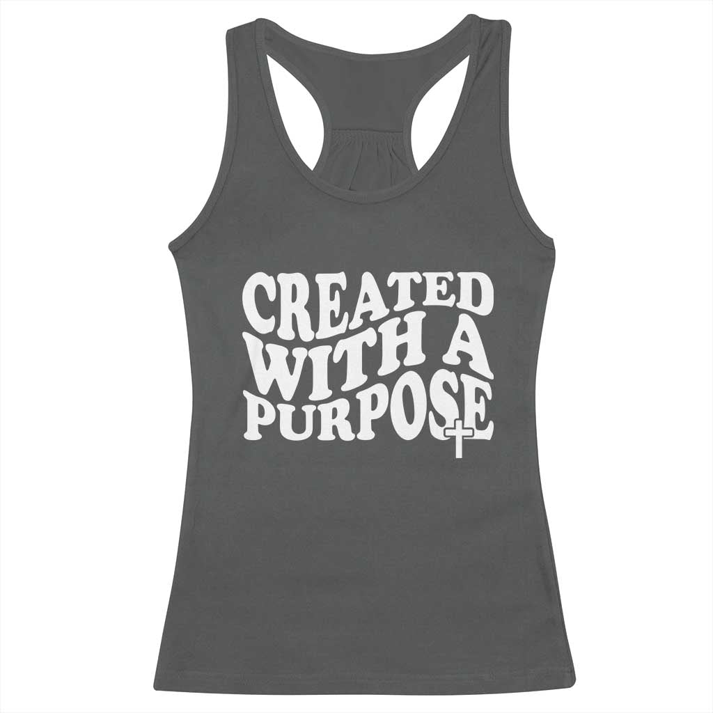 Created With A Purpose Christian Racerback Tank Top Inspirational Religious Bible Verse TS11 Dark Heather Print Your Wear