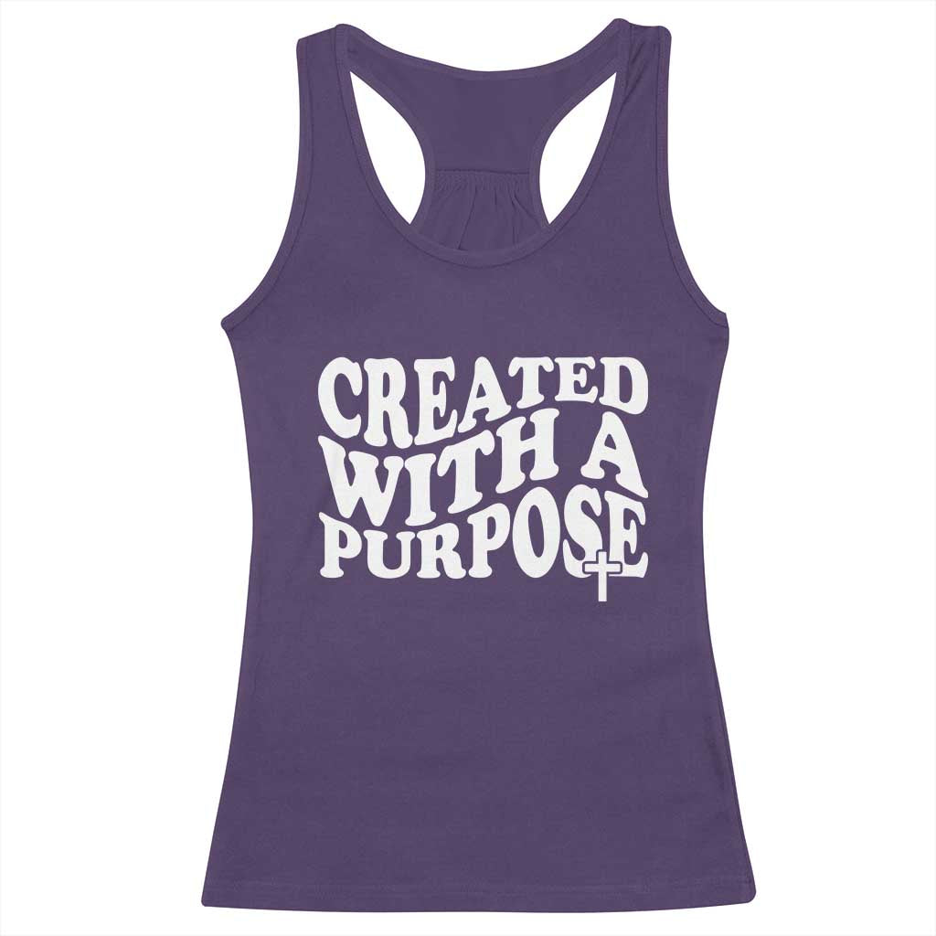 Created With A Purpose Christian Racerback Tank Top Inspirational Religious Bible Verse TS11 Purple Print Your Wear