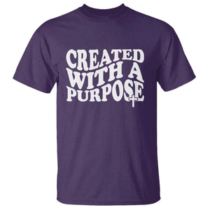 Created With A Purpose Christian T Shirt Inspirational Religious Bible Verse TS11 Purple Print Your Wear