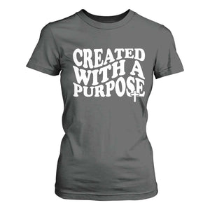 Created With A Purpose Christian T Shirt For Women Inspirational Religious Bible Verse TS11 Dark Heather Print Your Wear