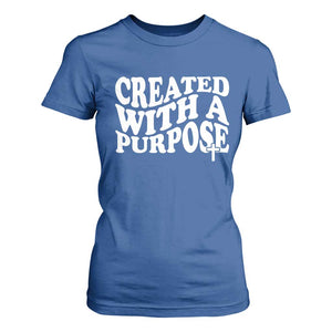 Created With A Purpose Christian T Shirt For Women Inspirational Religious Bible Verse TS11 Royal Blue Print Your Wear