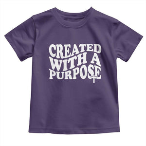 Created With A Purpose Christian Toddler T Shirt Inspirational Religious Bible Verse TS11 Purple Print Your Wear