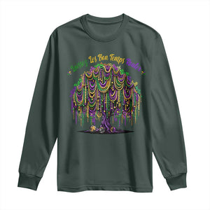 Funny Mardi Gras Bead Tree Carnival New Orleans Coconut Long Sleeve Shirt TS11 Dark Forest Green Print Your Wear