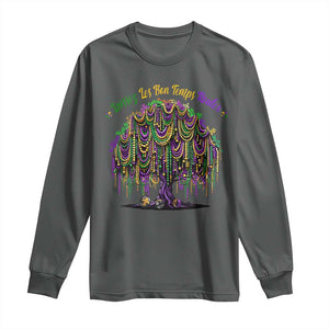 Funny Mardi Gras Bead Tree Carnival New Orleans Coconut Long Sleeve Shirt TS11 Dark Heather Print Your Wear