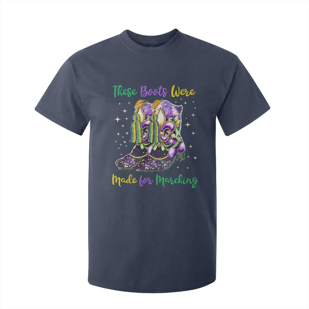 Funny Mardi Gras T Shirt For Kid These Boots Were Made For Marching TS11 Navy Print Your Wear