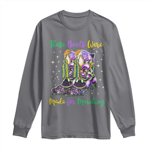 Funny Mardi Gras Long Sleeve Shirt These Boots Were Made For Marching TS11 Charcoal Print Your Wear