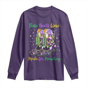 Funny Mardi Gras Long Sleeve Shirt These Boots Were Made For Marching TS11 Purple Print Your Wear