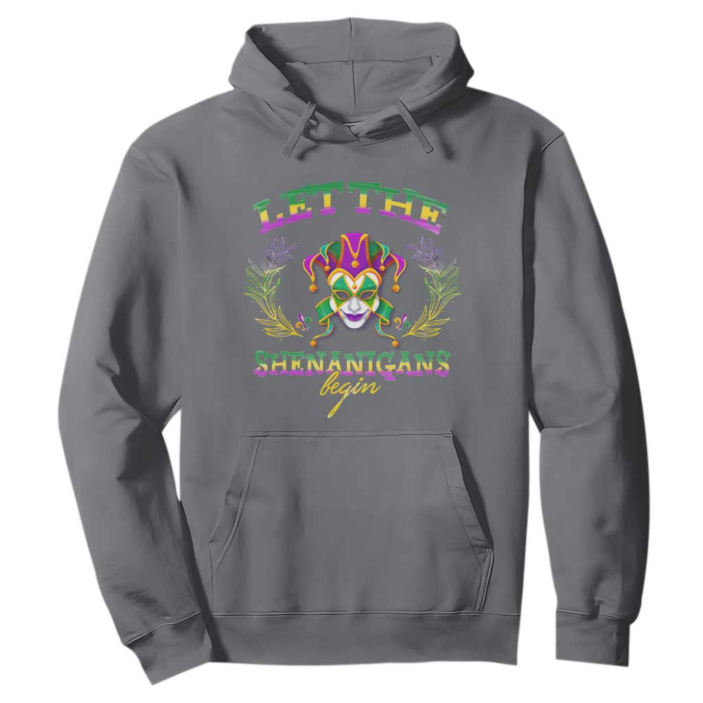Funny Mardi Gras Hoodie Let The Shenanigans Begin Jester Hat TS11 Charcoal Print Your Wear