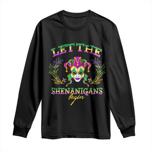 Funny Mardi Gras Long Sleeve Shirt Let The Shenanigans Begin Jester Hat TS11 Black Print Your Wear