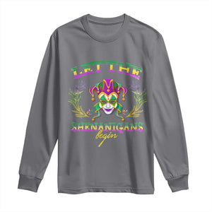 Funny Mardi Gras Long Sleeve Shirt Let The Shenanigans Begin Jester Hat TS11 Charcoal Print Your Wear