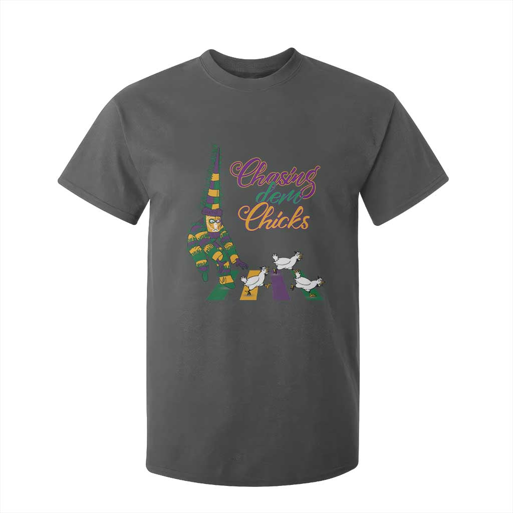 Funny Courir De Mardi Gras T Shirt For Kid Chasing Dem Chicks Carnival TS11 Dark Heather Print Your Wear