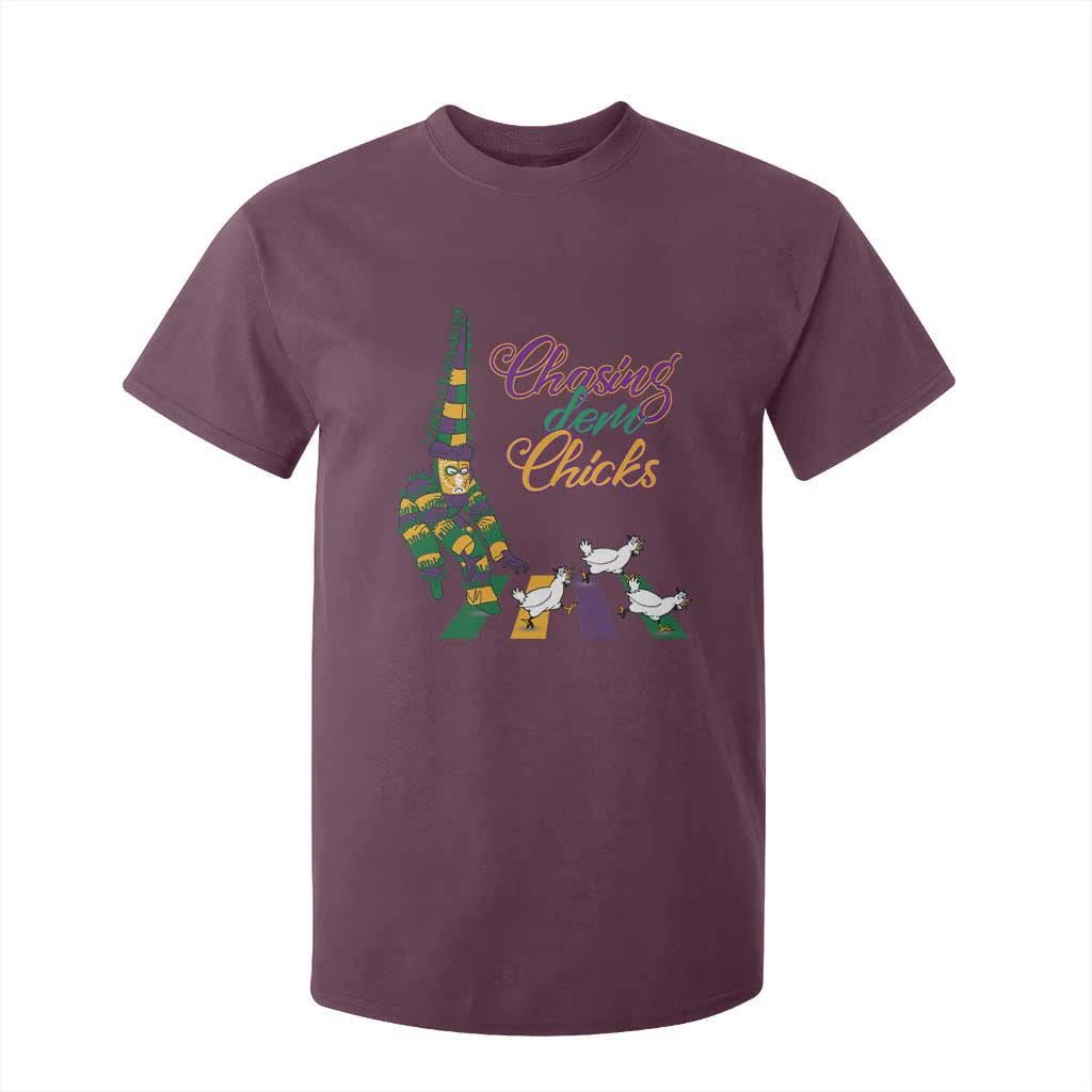 Funny Courir De Mardi Gras T Shirt For Kid Chasing Dem Chicks Carnival TS11 Maroon Print Your Wear