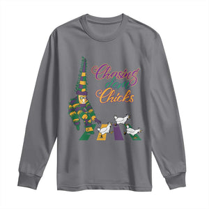 Funny Courir De Mardi Gras Long Sleeve Shirt Chasing Dem Chicks Carnival TS11 Charcoal Print Your Wear