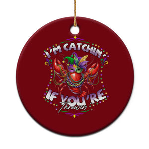 Funny I'm Catchin' If You're Throwin' Mardi Gras Ceramic Ornament Crawfish Beads Jester Hat TS11 1pc Red Print Your Wear