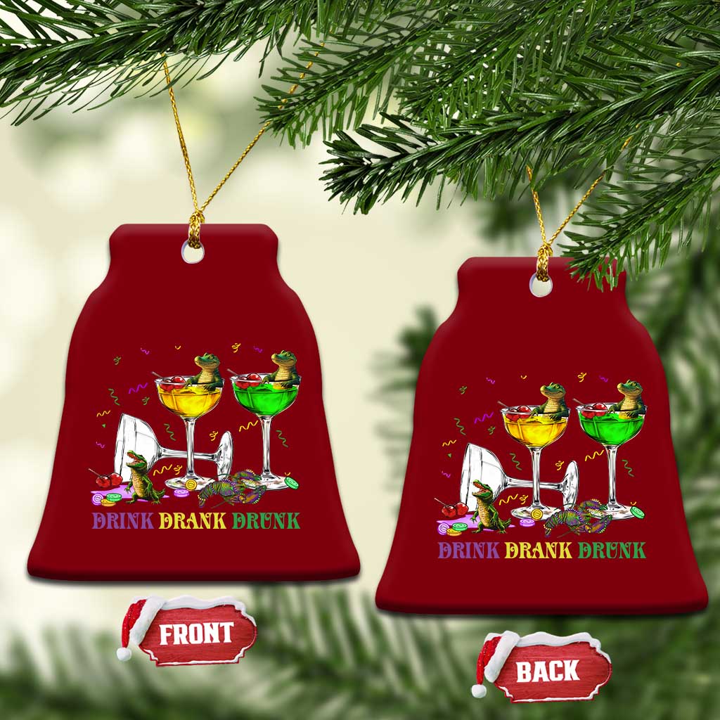 Funny Mardi Gras Drinking Ceramic Ornament Drink Drank Drunk Glass Of Wine Alligators TS11 Print Your Wear
