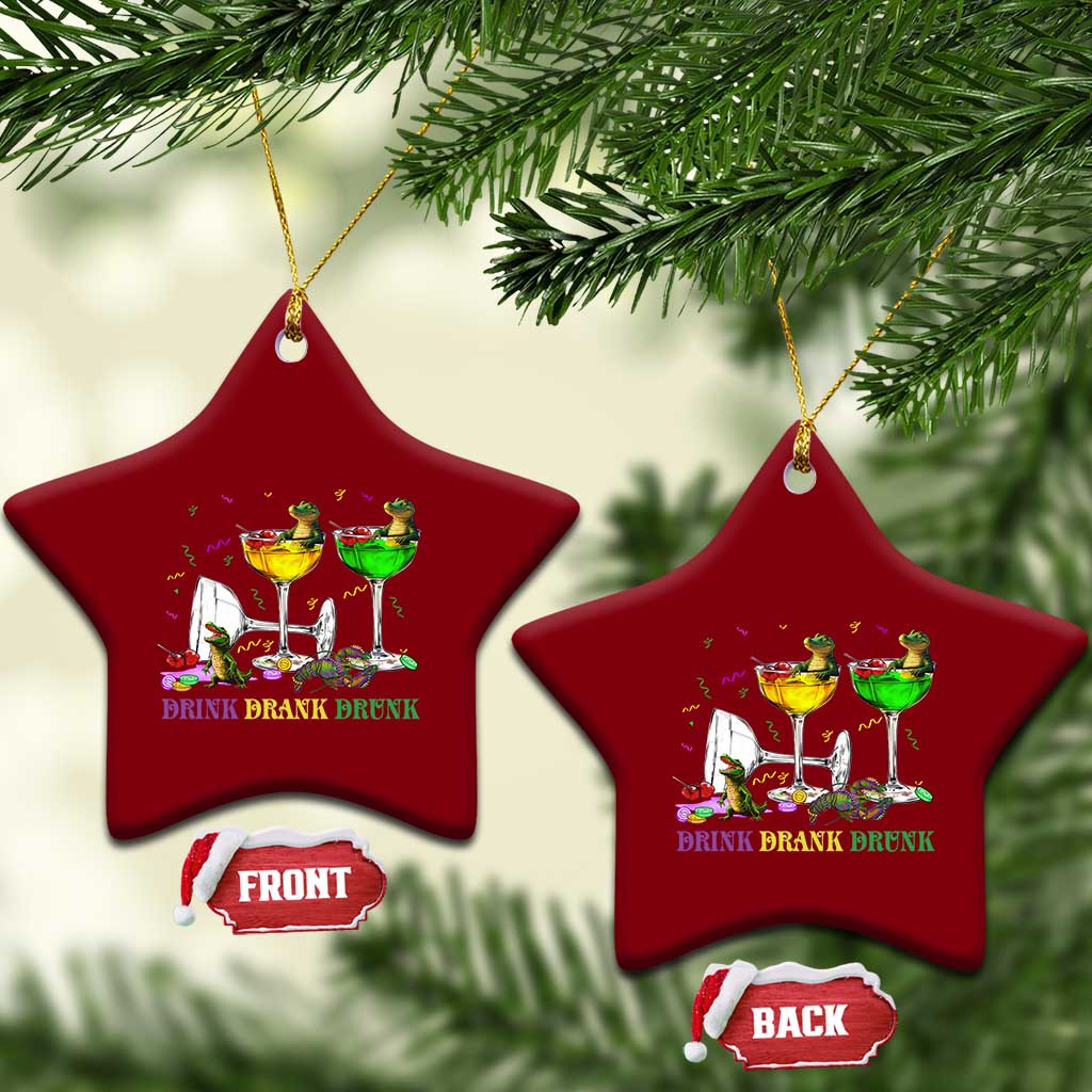 Funny Mardi Gras Drinking Ceramic Ornament Drink Drank Drunk Glass Of Wine Alligators TS11 Print Your Wear