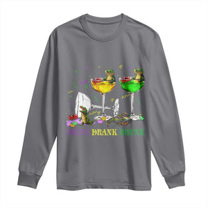 Funny Mardi Gras Drinking Long Sleeve Shirt Drink Drank Drunk Glass Of Wine Alligators TS11 Charcoal Print Your Wear