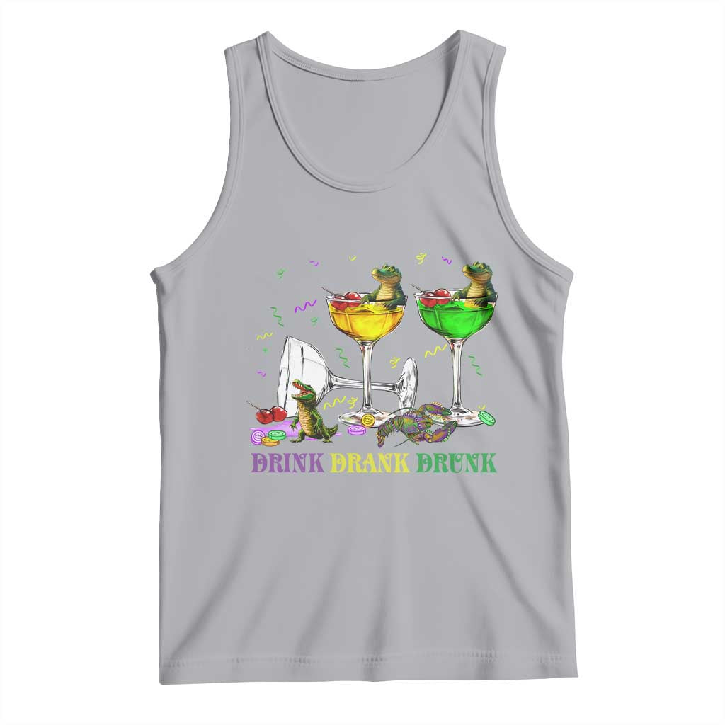 Funny Mardi Gras Drinking Tank Top Drink Drank Drunk Glass Of Wine Alligators TS11 Athletic Heather Print Your Wear