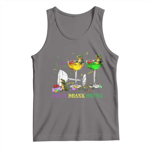 Funny Mardi Gras Drinking Tank Top Drink Drank Drunk Glass Of Wine Alligators TS11 Deep Heather Print Your Wear