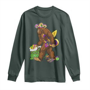 Funny Bigfoot Carnival Mardi Gras Party Long Sleeve Shirt TS11 Dark Forest Green Print Your Wear