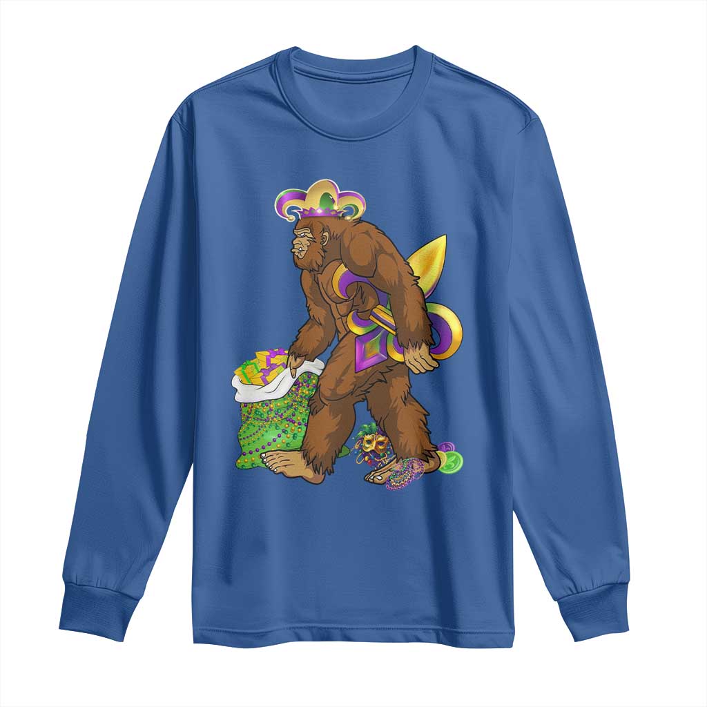Funny Bigfoot Carnival Mardi Gras Party Long Sleeve Shirt TS11 Royal Blue Print Your Wear