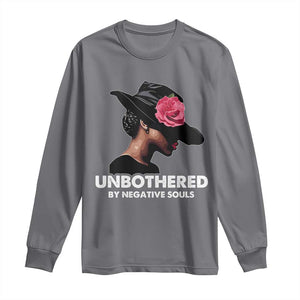 Funny African American Long Sleeve Shirt Unbothered By Negative Souls TS11 Charcoal Print Your Wear