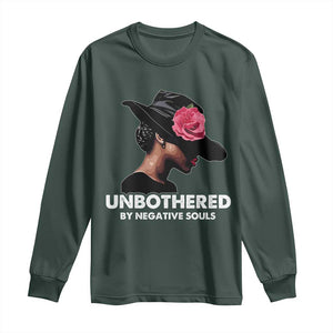 Funny African American Long Sleeve Shirt Unbothered By Negative Souls TS11 Dark Forest Green Print Your Wear