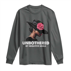 Funny African American Long Sleeve Shirt Unbothered By Negative Souls TS11 Dark Heather Print Your Wear