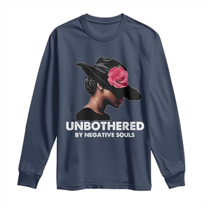 Funny African American Long Sleeve Shirt Unbothered By Negative Souls TS11 Navy Print Your Wear