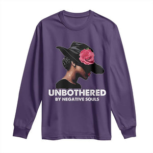 Funny African American Long Sleeve Shirt Unbothered By Negative Souls TS11 Purple Print Your Wear