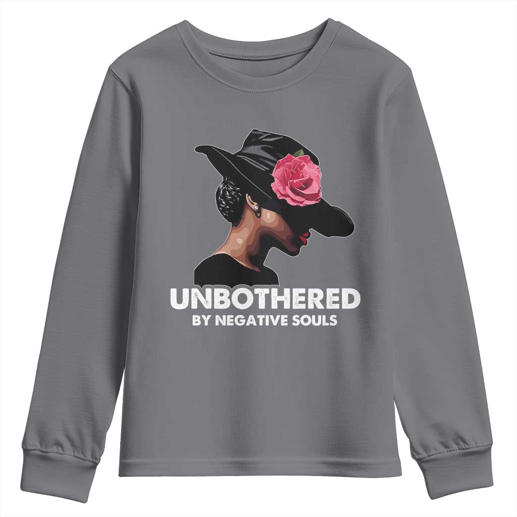 Funny African American Youth Sweatshirt Unbothered By Negative Souls TS11 Charcoal Print Your Wear