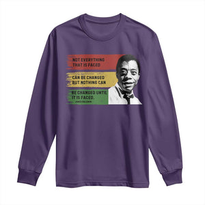 James Baldwin Inspirational Quote Long Sleeve Shirt - Not Everything Faced Can Be Changed But Nothing Can Be Changed Until Faced TS11 Purple Print Your Wear