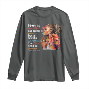 Christian African American Long Sleeve Shirt Favor Is Deceitful And Beauty Is Vain TS11 Dark Heather Print Your Wear