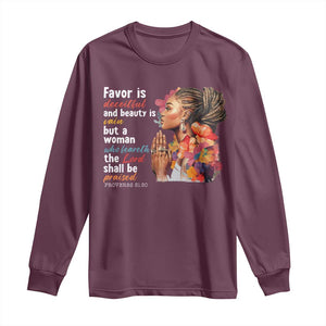 Christian African American Long Sleeve Shirt Favor Is Deceitful And Beauty Is Vain TS11 Maroon Print Your Wear