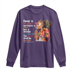 Christian African American Long Sleeve Shirt Favor Is Deceitful And Beauty Is Vain TS11 Purple Print Your Wear