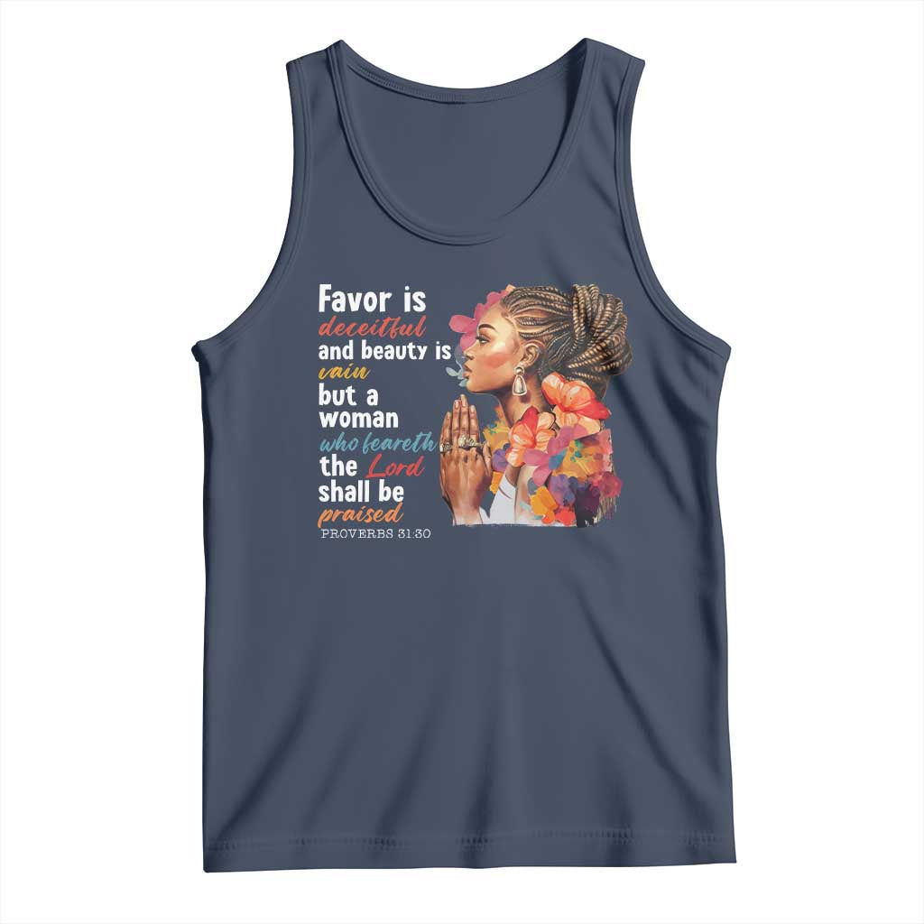 Christian African American Tank Top Favor Is Deceitful And Beauty Is Vain TS11 Navy Print Your Wear