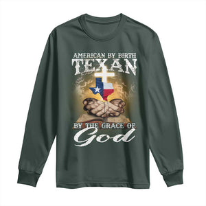 American Texan Jesus Long Sleeve Shirt American By Birth Texan By The Grace Of God TS11 Dark Forest Green Print Your Wear