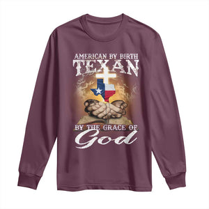 American Texan Jesus Long Sleeve Shirt American By Birth Texan By The Grace Of God TS11 Maroon Print Your Wear