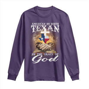 American Texan Jesus Long Sleeve Shirt American By Birth Texan By The Grace Of God TS11 Purple Print Your Wear