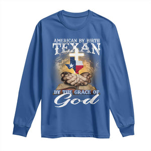 American Texan Jesus Long Sleeve Shirt American By Birth Texan By The Grace Of God TS11 Royal Blue Print Your Wear