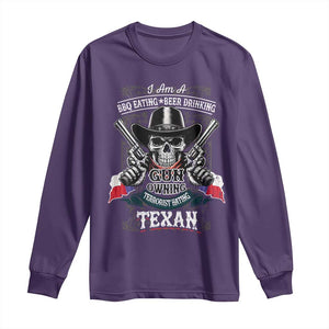 Funny American Texan Long Sleeve Shirt I Am A BBQ Eating Beer Drinking Gun Owning Texan TS11 Purple Print Your Wear