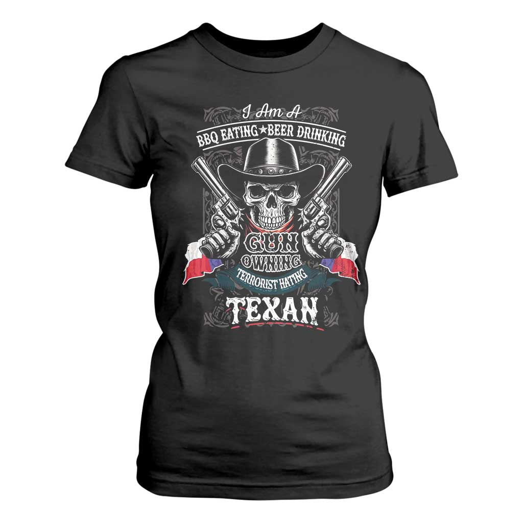 Funny American Texan T Shirt For Women I Am A BBQ Eating Beer Drinking Gun Owning Texan TS11 Black Print Your Wear